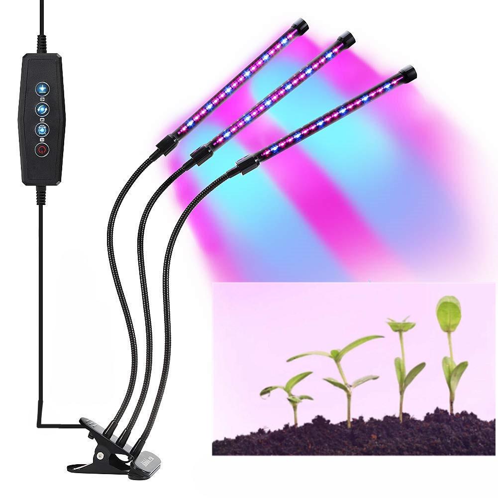 LED 5V 27W USB 성장 전구, 빨간색 파란색 스펙트럼 조절 가능 3 헤드 타이머 식물 실내 식물용 램프